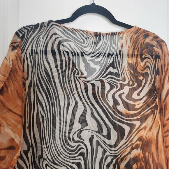 Jessica Taylor zebra print sheer boho Kaftan kimono beach swim cover up size XL - Picture 8 of 10